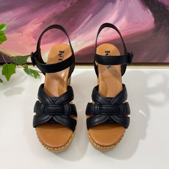 Korks by Kork-Ease Dee Sandals Strappy Wedge Heel Platforms in Black‎ 10 - Picture 4 of 11